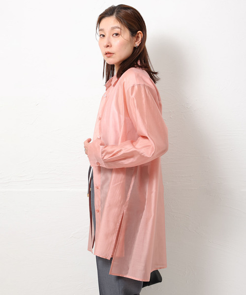 ONE'S TRUE(ワンズトゥルー)の「シアーブラウス(シャツ/ブラウス・レディース・ピンク/ベージュ/ブラック・M/L)」の4枚目の写真