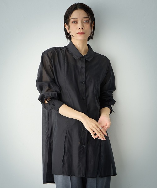 ONE'S TRUE(ワンズトゥルー)の「シアーブラウス(シャツ/ブラウス・レディース・ピンク/ベージュ/ブラック・M/L)」の1枚目の写真