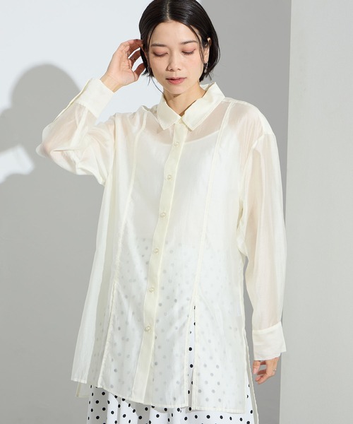 ONE'S TRUE(ワンズトゥルー)の「シアーブラウス(シャツ/ブラウス・レディース・ピンク/ベージュ/ブラック・M/L)」の15枚目の写真