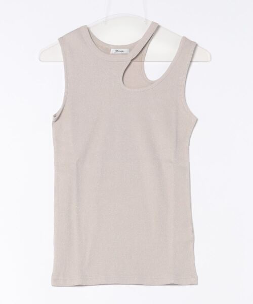 Jines(ジネス)の「ラメテレコ カットアウトデザインタンクトップ(タンクトップ・レディース・ブラック/オフホワイト/ベージュ・38)」の15枚目の写真