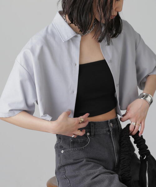 FREE'S MART（フリーズマート）の「◆クロップド半袖シャツ（シャツ/ブラウス・レディース・ブルー/グレー/ホワイト・FREE）」の19枚目の写真