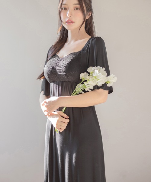 tu-hacci（ツーハッチ）の「【累計販売枚数100万枚突破！】《ラクシアスリープ》ナイトブラワンピース 半袖ロング丈（ルームワンピース・レディース・ブラック/チャコールグレー/グレイッシュブルー/ミント/プラム/スモークピンク・65M/65L/70M/70L/75M/75L/80M/80L/85M/85L）」の21枚目の写真