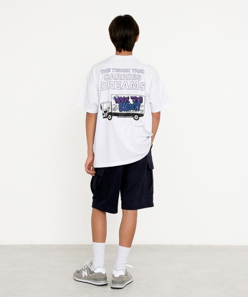 GLAZOS（グラソス）の「【大人向けサイズあり】【防虫加工】バックグラフィティトラックプリント半袖Tシャツ（Tシャツ/カットソー・キッズ・ホワイト/ブラック/カーキ・150cm/140cm/170cm/160cm）」の9枚目の写真