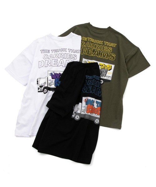 GLAZOS（グラソス）の「【大人向けサイズあり】【防虫加工】バックグラフィティトラックプリント半袖Tシャツ（Tシャツ/カットソー・キッズ・ホワイト/ブラック/カーキ・150cm/140cm/170cm/160cm）」の16枚目の写真