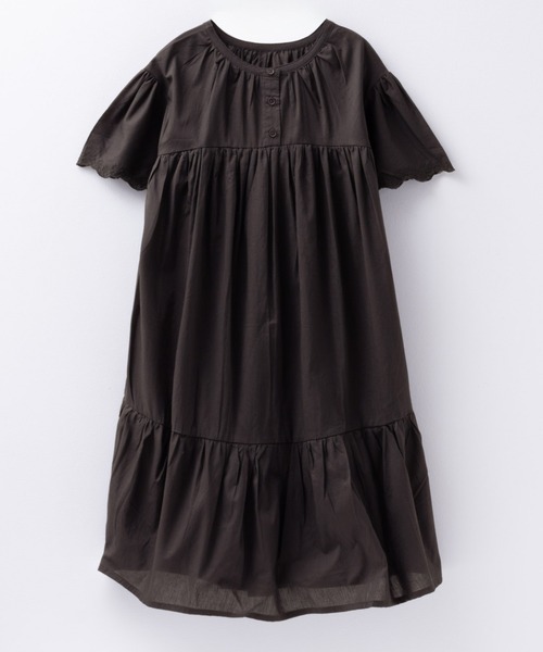NAVY(ネイビー)の「NAVY 綿100% ギャザーワンピース(ワンピース・キッズ・チャコールグレー/アイボリー/ピンク・120/130/140/150/160)」の3枚目の写真