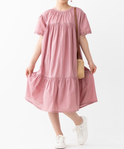 NAVY(ネイビー)の「NAVY 綿100% ギャザーワンピース(ワンピース・キッズ・チャコールグレー/アイボリー/ピンク・120/130/140/150/160)」の9枚目の写真