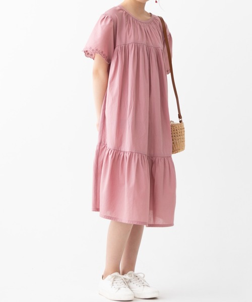 NAVY(ネイビー)の「NAVY 綿100% ギャザーワンピース(ワンピース・キッズ・チャコールグレー/アイボリー/ピンク・120/130/140/150/160)」の11枚目の写真