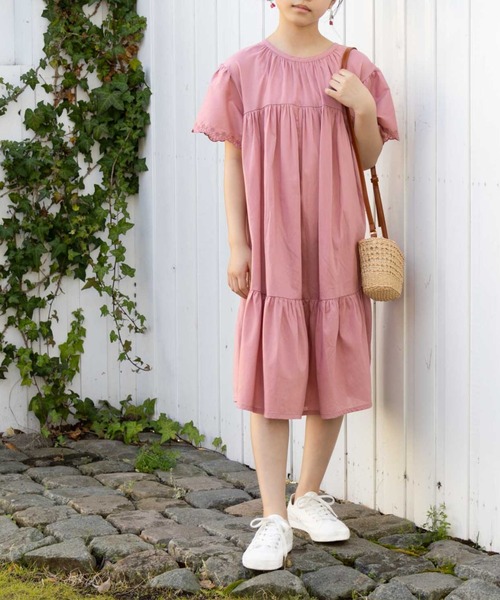 NAVY(ネイビー)の「NAVY 綿100% ギャザーワンピース(ワンピース・キッズ・チャコールグレー/アイボリー/ピンク・120/130/140/150/160)」の7枚目の写真