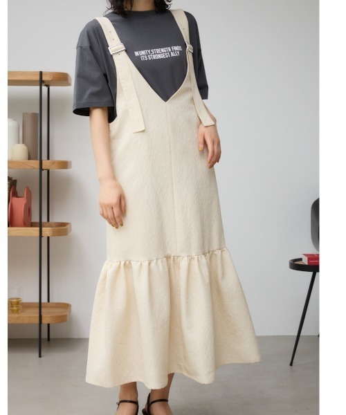 AZUL by moussy(アズールバイマウジー)の「ジャガードジャンパードレス(ワンピース・レディース・アイボリー/ブラック/グレー・SMALL/MEDIUM)」の1枚目の写真