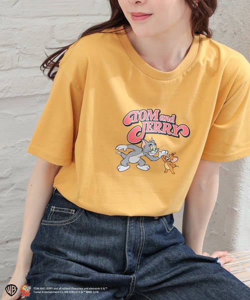 Honeys(ハニーズ)の「トムとジェリー/Tシャツ(Tシャツ/カットソー・レディース・ネイビー/ホワイト/マスタード/スミクロ・LL/S/M/L)」の4枚目の写真