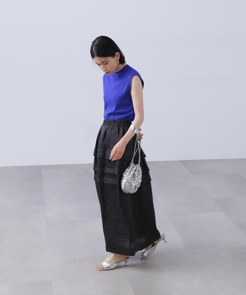 N.（N. Natural Beauty Basic）（エヌエヌナチュラルビューティーベーシック）の「◆シアータックティアードスカート（スカート・レディース・ブラック/グレイッシュベージュ・MEDIUM）」の18枚目の写真