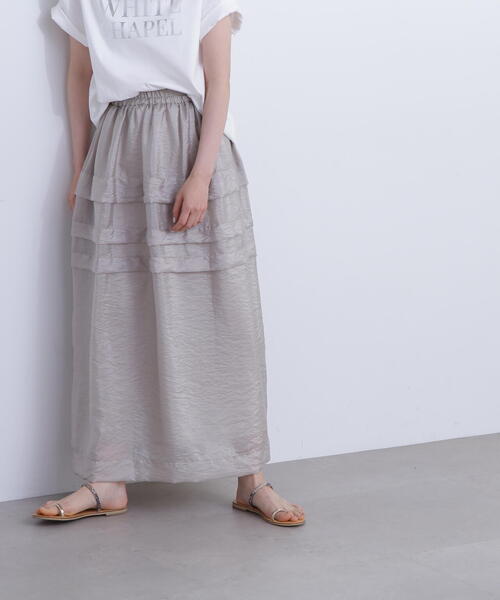 N.（N. Natural Beauty Basic）（エヌエヌナチュラルビューティーベーシック）の「◆シアータックティアードスカート（スカート・レディース・ブラック/グレイッシュベージュ・MEDIUM）」の4枚目の写真