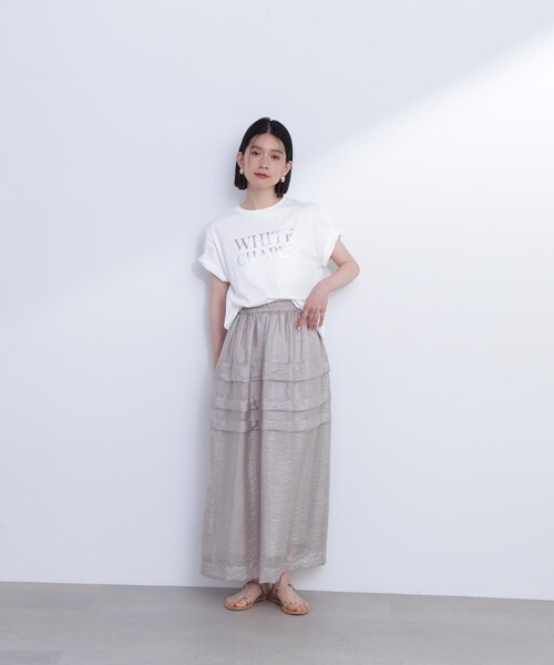 N.（N. Natural Beauty Basic）（エヌエヌナチュラルビューティーベーシック）の「◆シアータックティアードスカート（スカート・レディース・ブラック/グレイッシュベージュ・MEDIUM）」の5枚目の写真