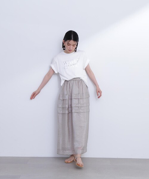 N.（N. Natural Beauty Basic）（エヌエヌナチュラルビューティーベーシック）の「◆シアータックティアードスカート（スカート・レディース・ブラック/グレイッシュベージュ・MEDIUM）」の7枚目の写真