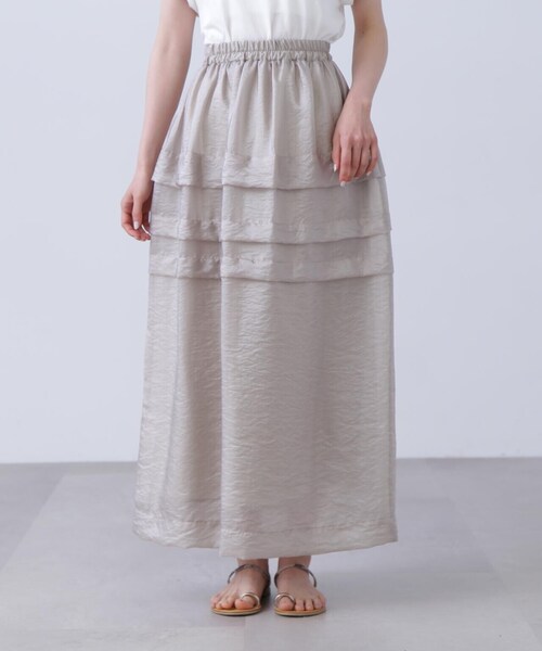 N.（N. Natural Beauty Basic）（エヌエヌナチュラルビューティーベーシック）の「◆シアータックティアードスカート（スカート・レディース・ブラック/グレイッシュベージュ・MEDIUM）」の9枚目の写真