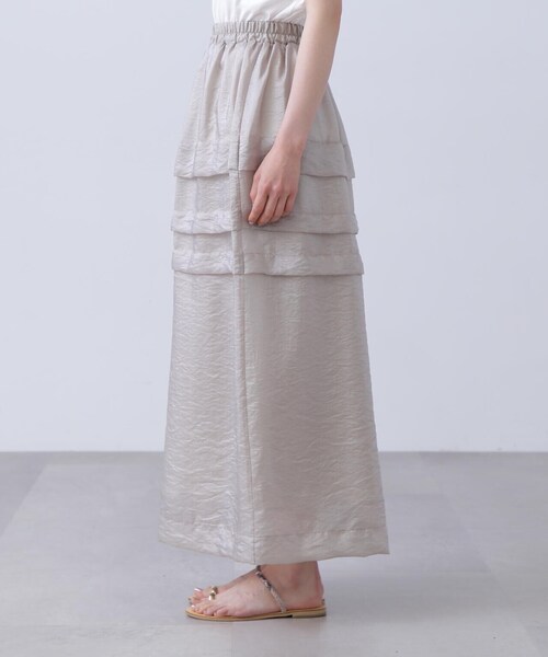 N.（N. Natural Beauty Basic）（エヌエヌナチュラルビューティーベーシック）の「◆シアータックティアードスカート（スカート・レディース・ブラック/グレイッシュベージュ・MEDIUM）」の10枚目の写真