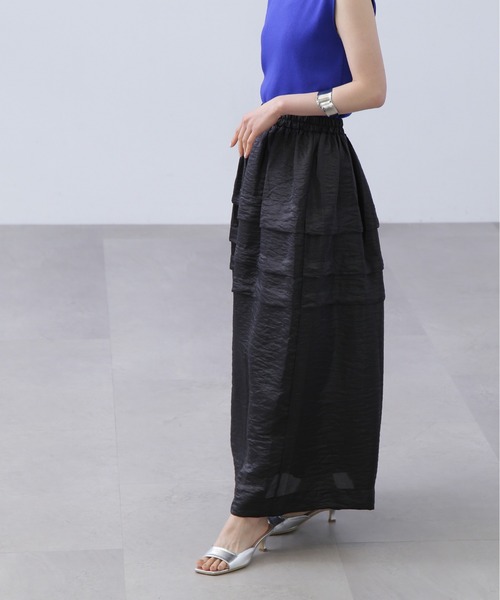 N.（N. Natural Beauty Basic）（エヌエヌナチュラルビューティーベーシック）の「◆シアータックティアードスカート（スカート・レディース・ブラック/グレイッシュベージュ・MEDIUM）」の2枚目の写真