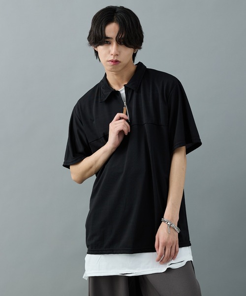 CELENA(セレナ)の「【CELENA】ハーフジップカットソー(Tシャツ/カットソー・メンズ・ホワイト/ブラック・L/M)」の2枚目の写真
