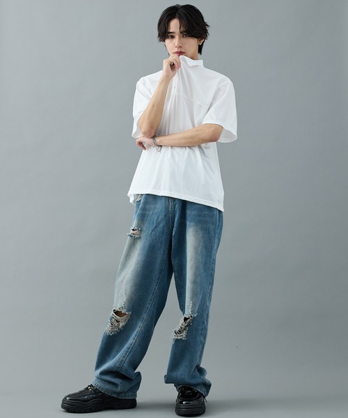 CELENA(セレナ)の「【CELENA】ハーフジップカットソー(Tシャツ/カットソー・メンズ・ホワイト/ブラック・L/M)」の6枚目の写真
