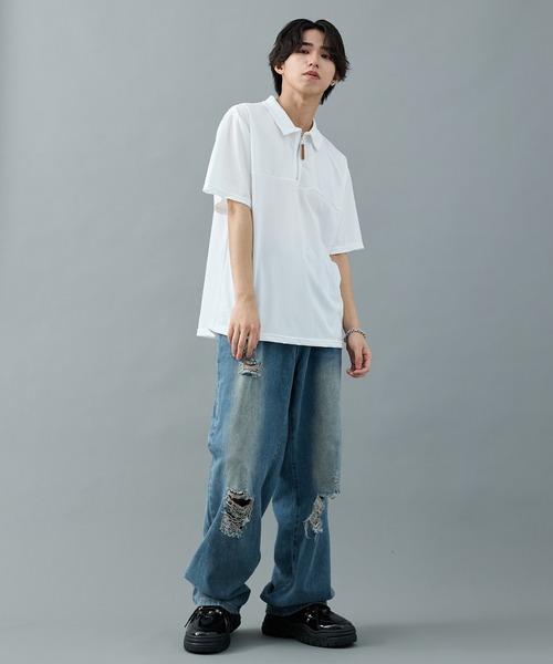 CELENA(セレナ)の「【CELENA】ハーフジップカットソー(Tシャツ/カットソー・メンズ・ホワイト/ブラック・L/M)」の7枚目の写真