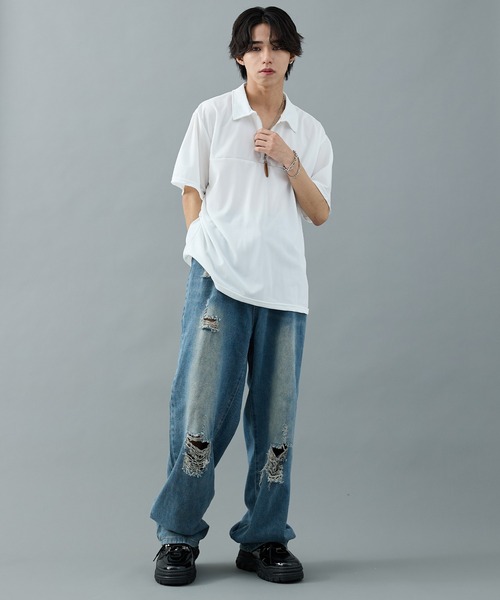 CELENA(セレナ)の「【CELENA】ハーフジップカットソー(Tシャツ/カットソー・メンズ・ホワイト/ブラック・L/M)」の8枚目の写真