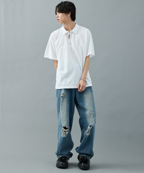 CELENA(セレナ)の「【CELENA】ハーフジップカットソー(Tシャツ/カットソー・メンズ・ホワイト/ブラック・L/M)」の9枚目の写真