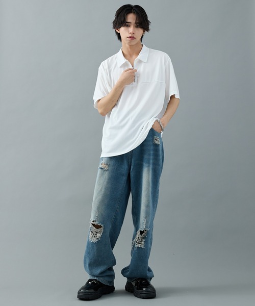 CELENA(セレナ)の「【CELENA】ハーフジップカットソー(Tシャツ/カットソー・メンズ・ホワイト/ブラック・L/M)」の10枚目の写真