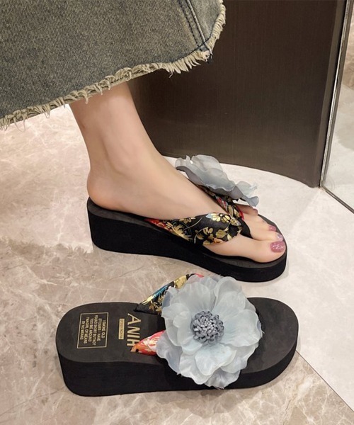 Miniministore(ミニミニストア)の「ビーチサンダル 花飾りトングサンダル厚底(サンダル・レディース・ブルー/ピンク/ライトパープル/イエロー・23.0cm/23.5cm/24.0cm/24.5cm/25.0cm)」の16枚目の写真