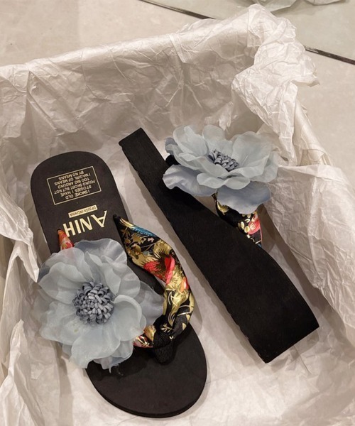 Miniministore(ミニミニストア)の「ビーチサンダル 花飾りトングサンダル厚底(サンダル・レディース・ブルー/ピンク/ライトパープル/イエロー・23.0cm/23.5cm/24.0cm/24.5cm/25.0cm)」の19枚目の写真