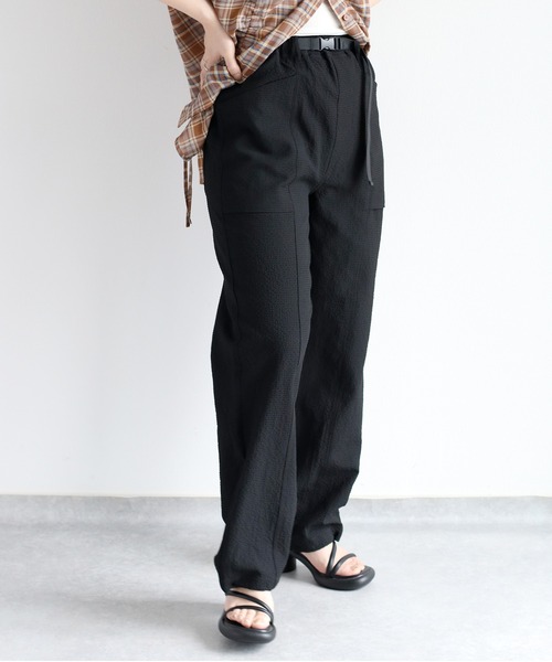 cepo（セポ）の「《吸水・速乾・イージーケア》リサイクルポリサッカーイージーパンツ（その他パンツ・レディース・ブラウン/ブラック・M）」の8枚目の写真