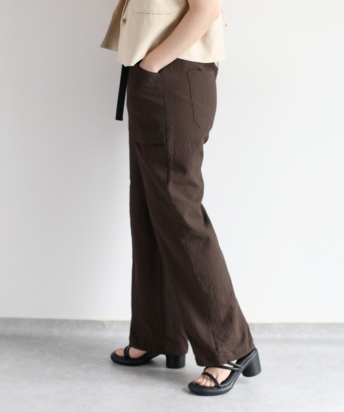 cepo（セポ）の「《吸水・速乾・イージーケア》リサイクルポリサッカーイージーパンツ（その他パンツ・レディース・ブラウン/ブラック・M）」の14枚目の写真