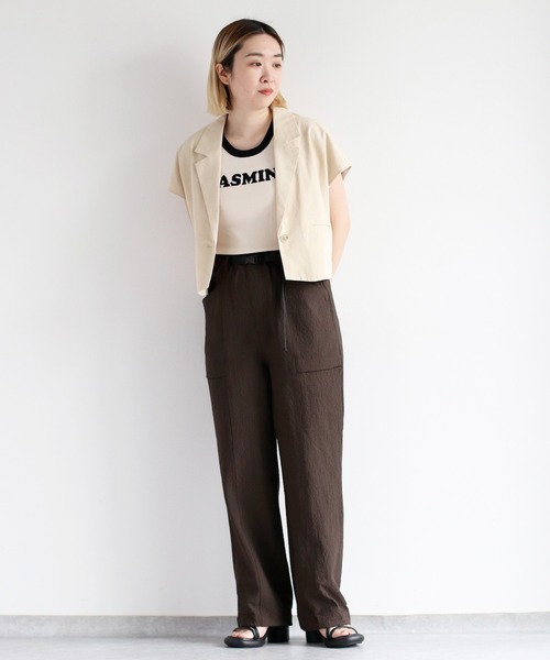 cepo（セポ）の「《吸水・速乾・イージーケア》リサイクルポリサッカーイージーパンツ（その他パンツ・レディース・ブラウン/ブラック・M）」の18枚目の写真