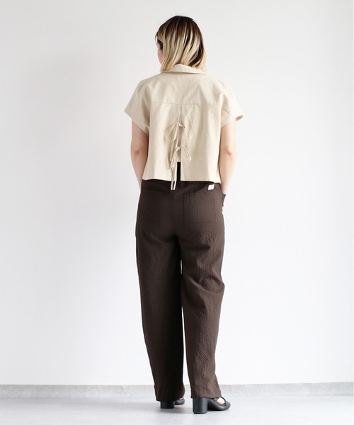 cepo（セポ）の「《吸水・速乾・イージーケア》リサイクルポリサッカーイージーパンツ（その他パンツ・レディース・ブラウン/ブラック・M）」の20枚目の写真