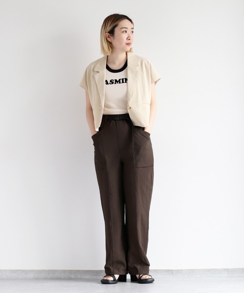 cepo（セポ）の「《吸水・速乾・イージーケア》リサイクルポリサッカーイージーパンツ（その他パンツ・レディース・ブラウン/ブラック・M）」の22枚目の写真