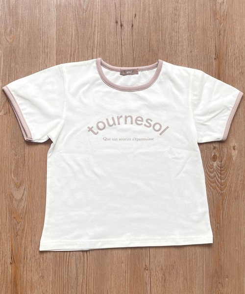 mil(ミル)の「【キッズサイズ】ロゴリンガーTシャツ【親子おそろい・プレゼントにも】(Tシャツ/カットソー・キッズ・オレンジ/ミント/グレイッシュベージュ/アッシュグレー・110㎝/130㎝/90㎝)」の3枚目の写真
