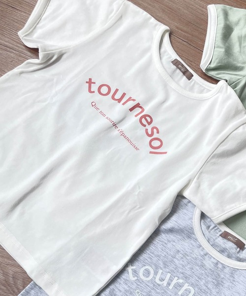 mil(ミル)の「【キッズサイズ】ロゴリンガーTシャツ【親子おそろい・プレゼントにも】(Tシャツ/カットソー・キッズ・オレンジ/ミント/グレイッシュベージュ/アッシュグレー・110㎝/130㎝/90㎝)」の4枚目の写真