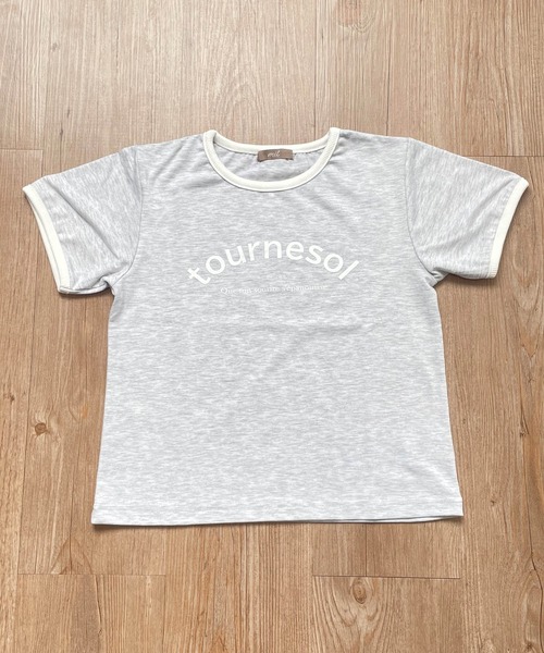 mil(ミル)の「【キッズサイズ】ロゴリンガーTシャツ【親子おそろい・プレゼントにも】(Tシャツ/カットソー・キッズ・オレンジ/ミント/グレイッシュベージュ/アッシュグレー・110㎝/130㎝/90㎝)」の1枚目の写真