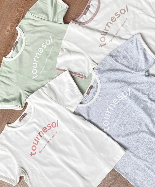 mil(ミル)の「【キッズサイズ】ロゴリンガーTシャツ【親子おそろい・プレゼントにも】(Tシャツ/カットソー・キッズ・オレンジ/ミント/グレイッシュベージュ/アッシュグレー・110㎝/130㎝/90㎝)」の14枚目の写真