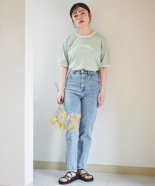 mil(ミル)の「【キッズサイズ】ロゴリンガーTシャツ【親子おそろい・プレゼントにも】(Tシャツ/カットソー・キッズ・オレンジ/ミント/グレイッシュベージュ/アッシュグレー・110㎝/130㎝/90㎝)」の13枚目の写真