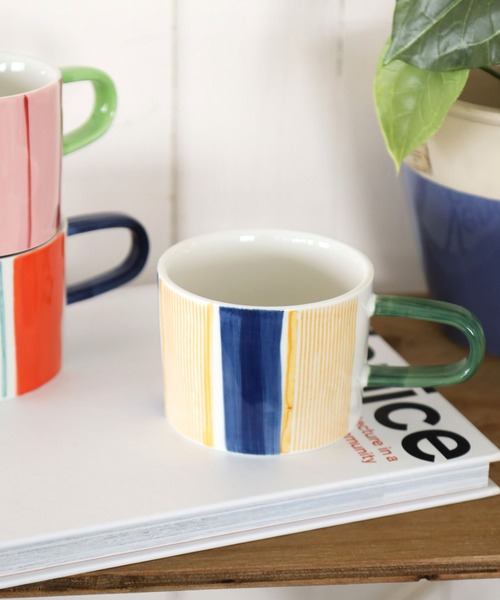 電子レンジ・食洗機OK]BF JUICY COLORS ストライプマグ（グラス