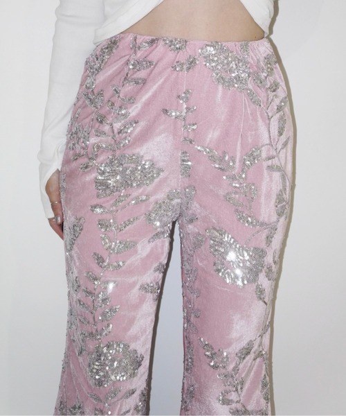 musubore（ムスボレ）の「rose spangle leggings PT / スパンコールパンツ（その他パンツ・レディース・シルバー/ピンク・0/1）」の4枚目の写真