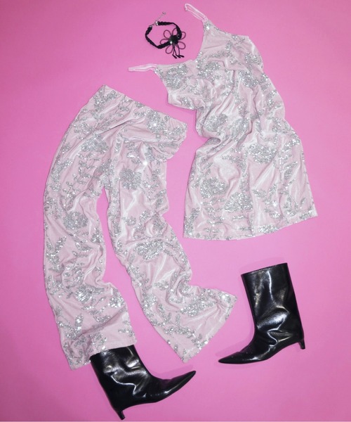 musubore（ムスボレ）の「rose spangle leggings PT / スパンコールパンツ（その他パンツ・レディース・シルバー/ピンク・0/1）」の6枚目の写真