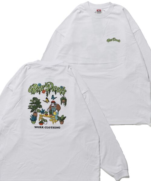 BEN DAVIS/WHITE LABEL(ベンデイビス ホワイトラベル)の「【BEN DAVIS(ベンデイビス)】GARDENING EMB BRUSHED LS/ クルーネック 長袖 ロンT サークルロゴ ドローコード(Tシャツ/カットソー・メンズ・ホワイト/ブラック/カーキ・MEDIUM/LARGE/X-LARGE)」の1枚目の写真
