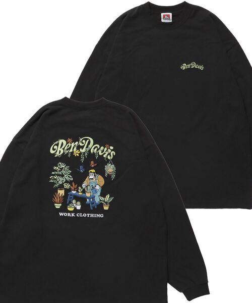 BEN DAVIS/WHITE LABEL(ベンデイビス ホワイトラベル)の「【BEN DAVIS(ベンデイビス)】GARDENING EMB BRUSHED LS/ クルーネック 長袖 ロンT サークルロゴ ドローコード(Tシャツ/カットソー・メンズ・ホワイト/ブラック/カーキ・MEDIUM/LARGE/X-LARGE)」の2枚目の写真