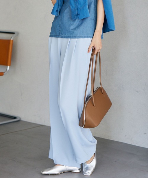 BARNYARDSTORM（バンヤードストーム）の「BARNYARDSTORM / イージーワイドパンツ【吸水速乾・接触冷感】ハンドウォッシャブル（スラックス・レディース・グレー/ブラック/ブルー・0/1）」の3枚目の写真