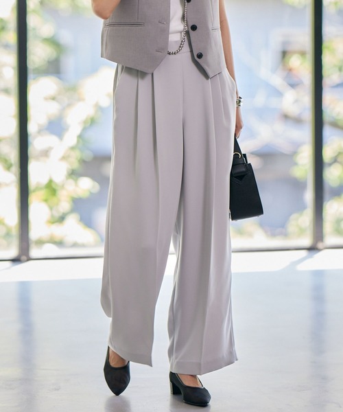 BARNYARDSTORM（バンヤードストーム）の「BARNYARDSTORM / イージーワイドパンツ【吸水速乾・接触冷感】ハンドウォッシャブル（スラックス・レディース・グレー/ブラック/ブルー・0/1）」の10枚目の写真