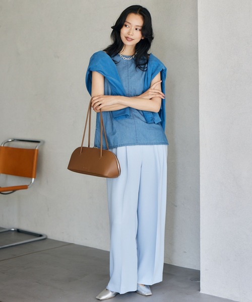 BARNYARDSTORM（バンヤードストーム）の「BARNYARDSTORM / イージーワイドパンツ【吸水速乾・接触冷感】ハンドウォッシャブル（スラックス・レディース・グレー/ブラック/ブルー・0/1）」の4枚目の写真