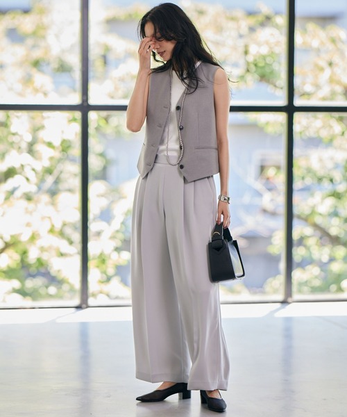 BARNYARDSTORM（バンヤードストーム）の「BARNYARDSTORM / イージーワイドパンツ【吸水速乾・接触冷感】ハンドウォッシャブル（スラックス・レディース・グレー/ブラック/ブルー・0/1）」の8枚目の写真