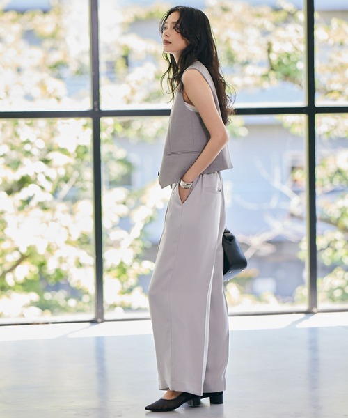 BARNYARDSTORM（バンヤードストーム）の「BARNYARDSTORM / イージーワイドパンツ【吸水速乾・接触冷感】ハンドウォッシャブル（スラックス・レディース・グレー/ブラック/ブルー・0/1）」の7枚目の写真