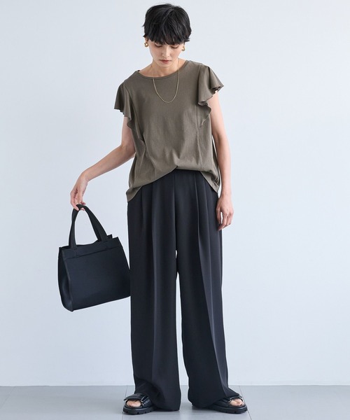 BARNYARDSTORM（バンヤードストーム）の「BARNYARDSTORM / イージーワイドパンツ【吸水速乾・接触冷感】ハンドウォッシャブル（スラックス・レディース・グレー/ブラック/ブルー・0/1）」の11枚目の写真